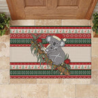Aussie Koala Mama Christmas Rubber Doormat Festive Knitted Pattern Inspired