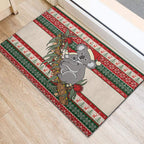 Aussie Koala Mama Christmas Rubber Doormat Festive Knitted Pattern Inspired