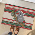 Aussie Koala Mama Christmas Rubber Doormat Festive Knitted Pattern Inspired