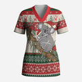 Aussie Koala Mama Christmas Scrub Top Festive Knitted Pattern Inspired