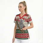 Aussie Koala Mama Christmas Scrub Top Festive Knitted Pattern Inspired