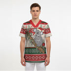 Aussie Koala Mama Christmas Scrub Top Festive Knitted Pattern Inspired