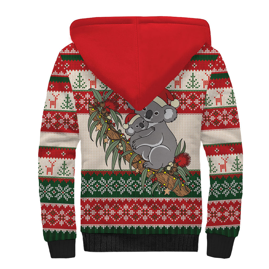 Aussie Koala Mama Christmas Sherpa Hoodie Festive Knitted Pattern Inspired