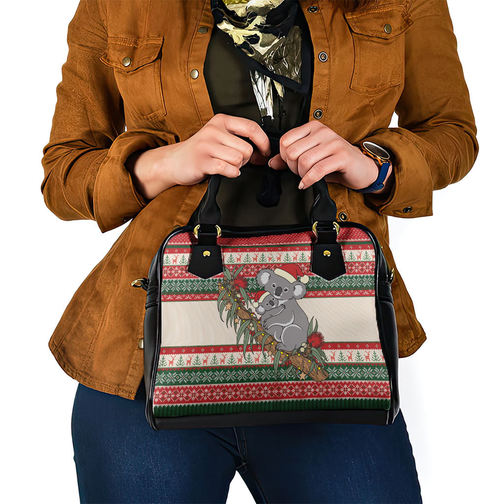 Aussie Koala Mama Christmas Shoulder Handbag Festive Knitted Pattern Inspired