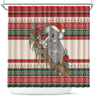Aussie Koala Mama Christmas Shower Curtain Festive Knitted Pattern Inspired