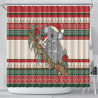 Aussie Koala Mama Christmas Shower Curtain Festive Knitted Pattern Inspired
