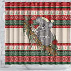Aussie Koala Mama Christmas Shower Curtain Festive Knitted Pattern Inspired