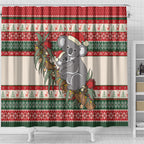 Aussie Koala Mama Christmas Shower Curtain Festive Knitted Pattern Inspired