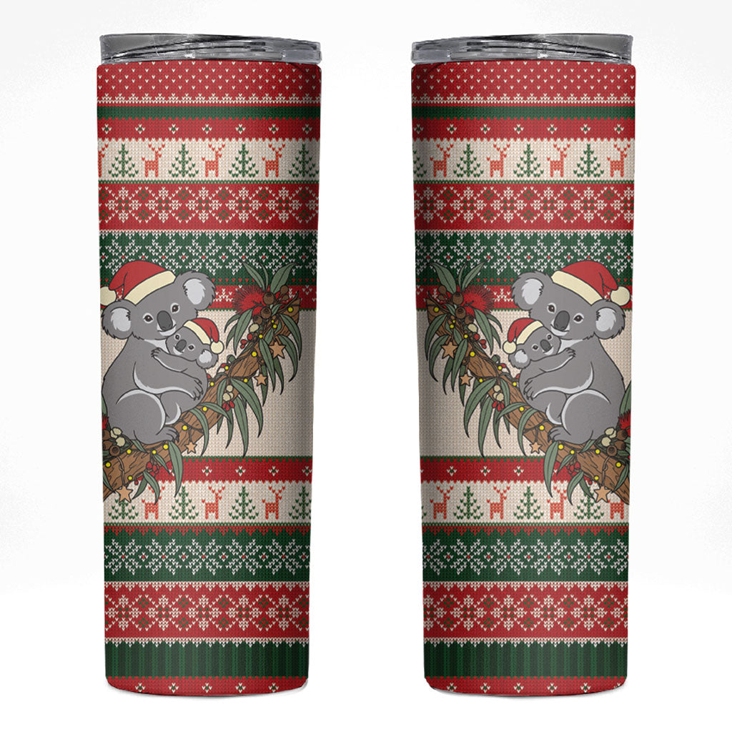 Aussie Koala Mama Christmas Skinny Tumbler Festive Knitted Pattern Inspired