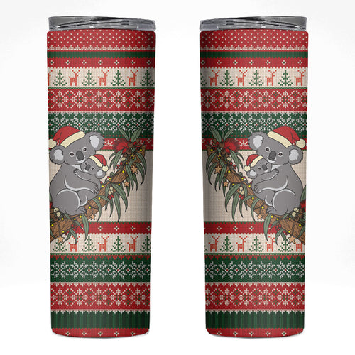 Aussie Koala Mama Christmas Skinny Tumbler Festive Knitted Pattern Inspired