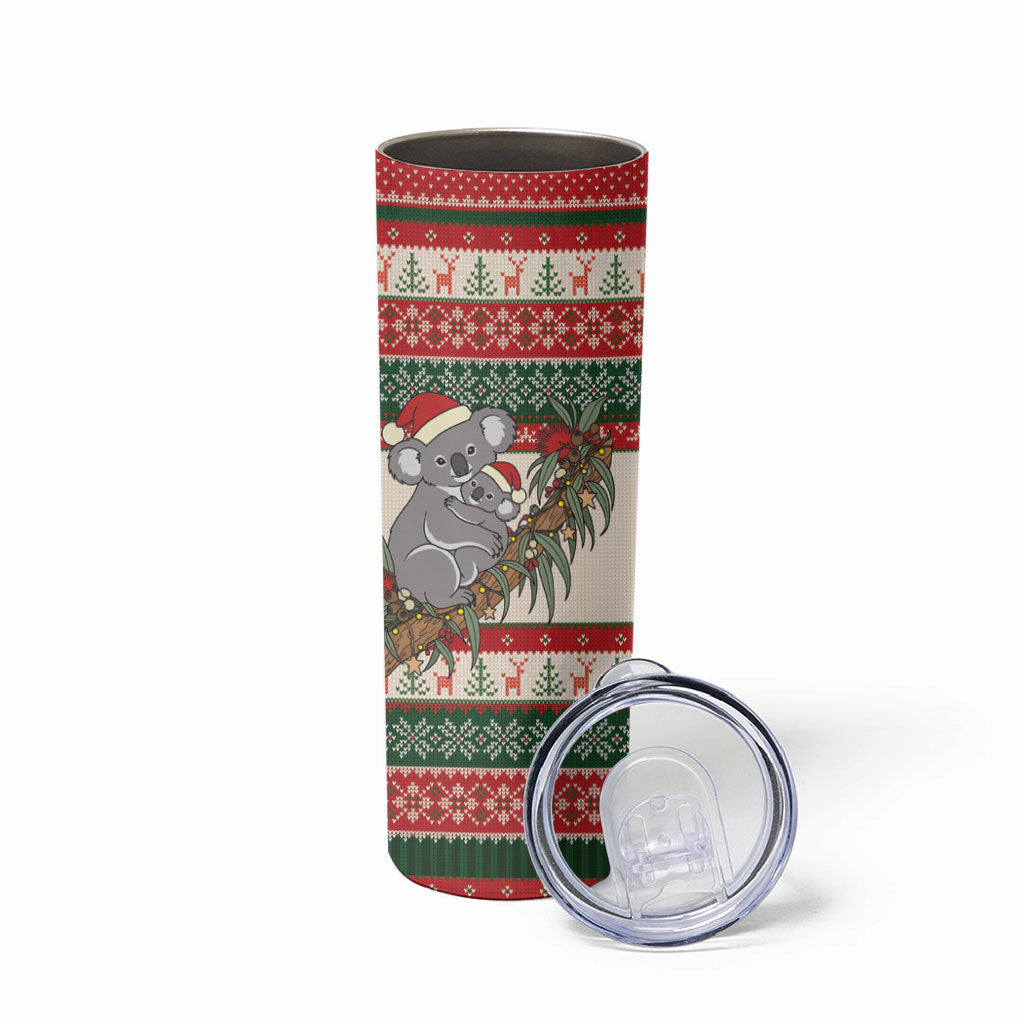 Aussie Koala Mama Christmas Skinny Tumbler Festive Knitted Pattern Inspired