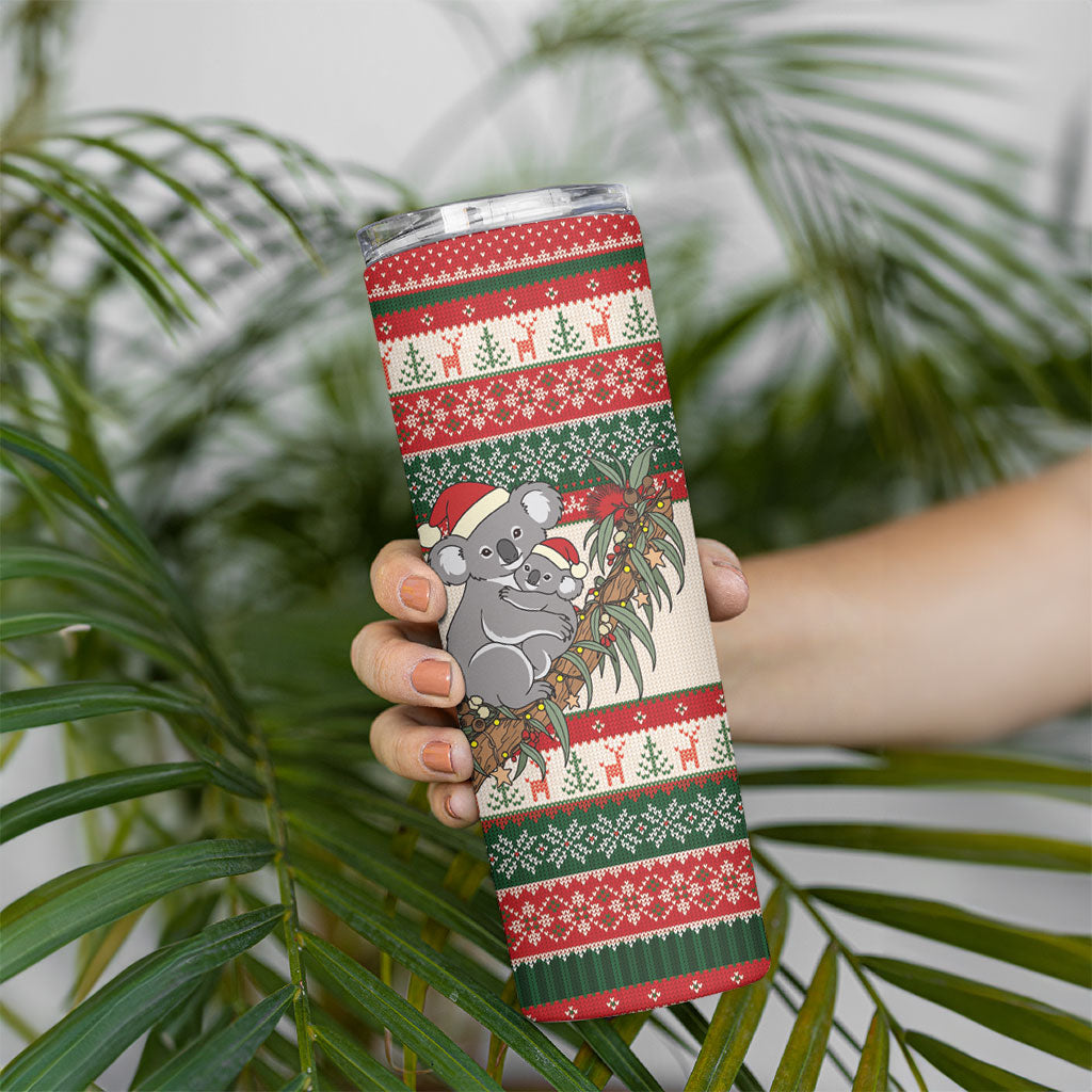 Aussie Koala Mama Christmas Skinny Tumbler Festive Knitted Pattern Inspired