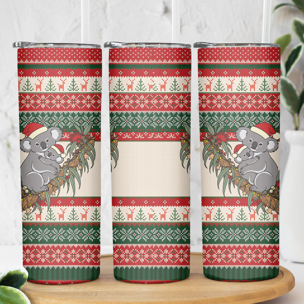 Aussie Koala Mama Christmas Skinny Tumbler Festive Knitted Pattern Inspired
