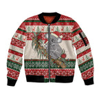 Aussie Koala Mama Christmas Sleeve Zip Bomber Jacket Festive Knitted Pattern Inspired