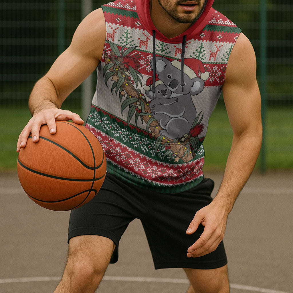 Aussie Koala Mama Christmas Sleeveless Hoodie Festive Knitted Pattern Inspired