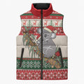 Aussie Koala Mama Christmas Sleeveless Puffer Jacket Festive Knitted Pattern Inspired