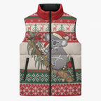 Aussie Koala Mama Christmas Sleeveless Puffer Jacket Festive Knitted Pattern Inspired