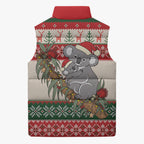 Aussie Koala Mama Christmas Sleeveless Puffer Jacket Festive Knitted Pattern Inspired