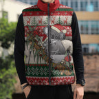 Aussie Koala Mama Christmas Sleeveless Puffer Jacket Festive Knitted Pattern Inspired
