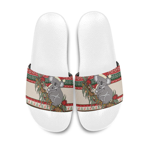 Aussie Koala Mama Christmas Slide Sandals Festive Knitted Pattern Inspired