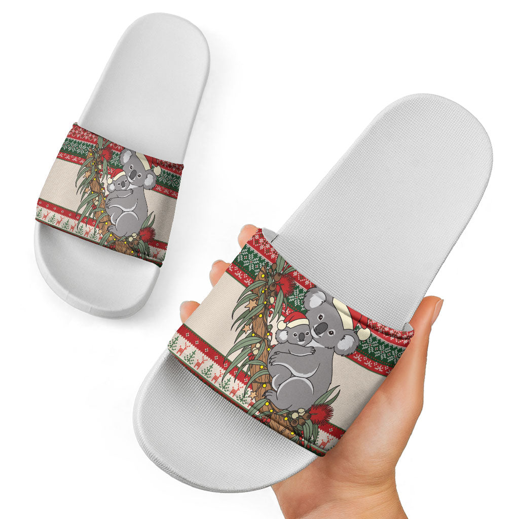Aussie Koala Mama Christmas Slide Sandals Festive Knitted Pattern Inspired