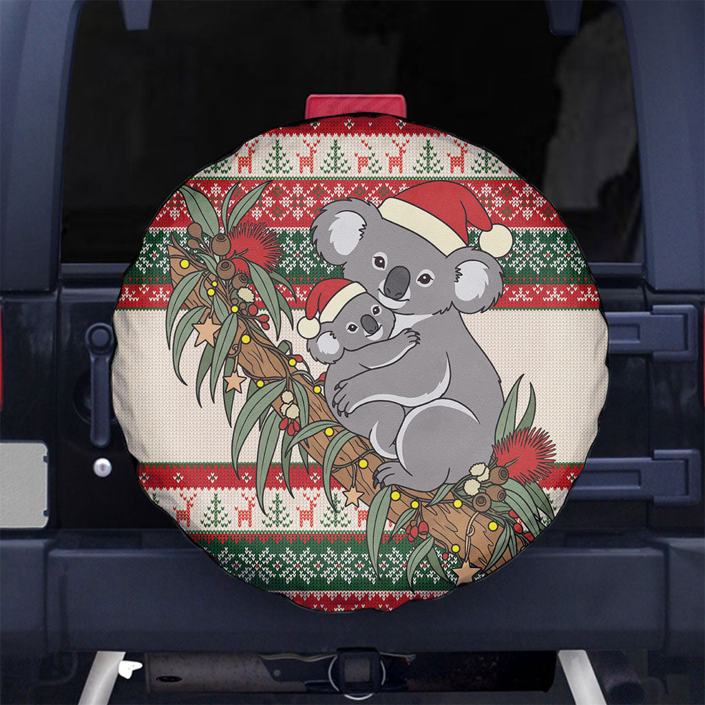 Aussie Koala Mama Christmas Spare Tire Cover Festive Knitted Pattern Inspired