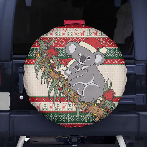 Aussie Koala Mama Christmas Spare Tire Cover Festive Knitted Pattern Inspired