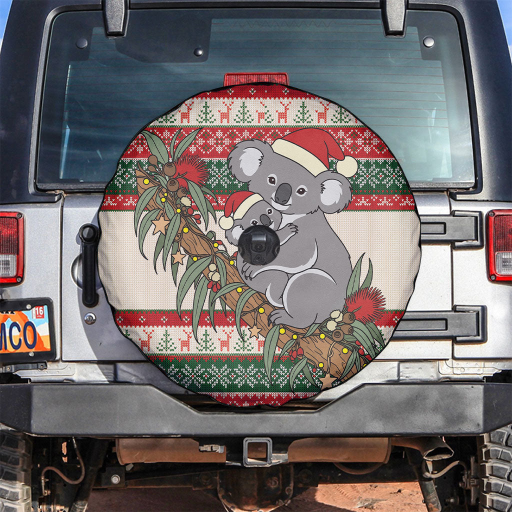 Aussie Koala Mama Christmas Spare Tire Cover Festive Knitted Pattern Inspired