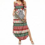 Aussie Koala Mama Christmas Summer Maxi Dress Festive Knitted Pattern Inspired