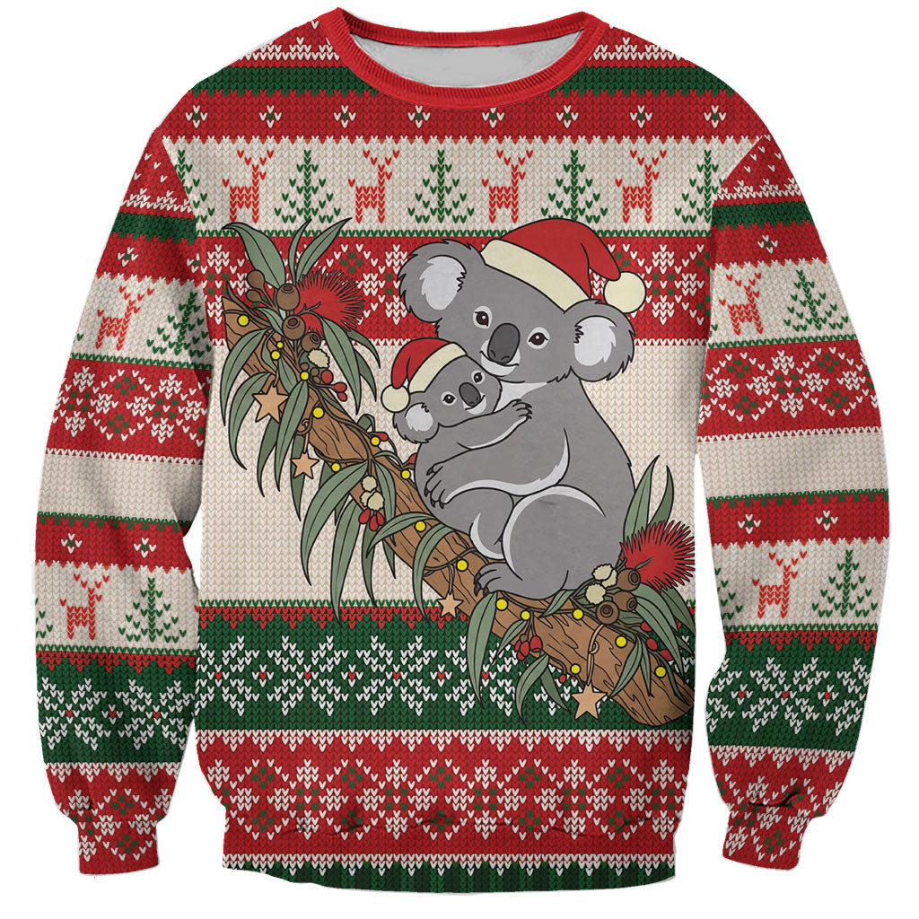 Aussie Koala Mama Christmas Sweatshirt Festive Knitted Pattern Inspired