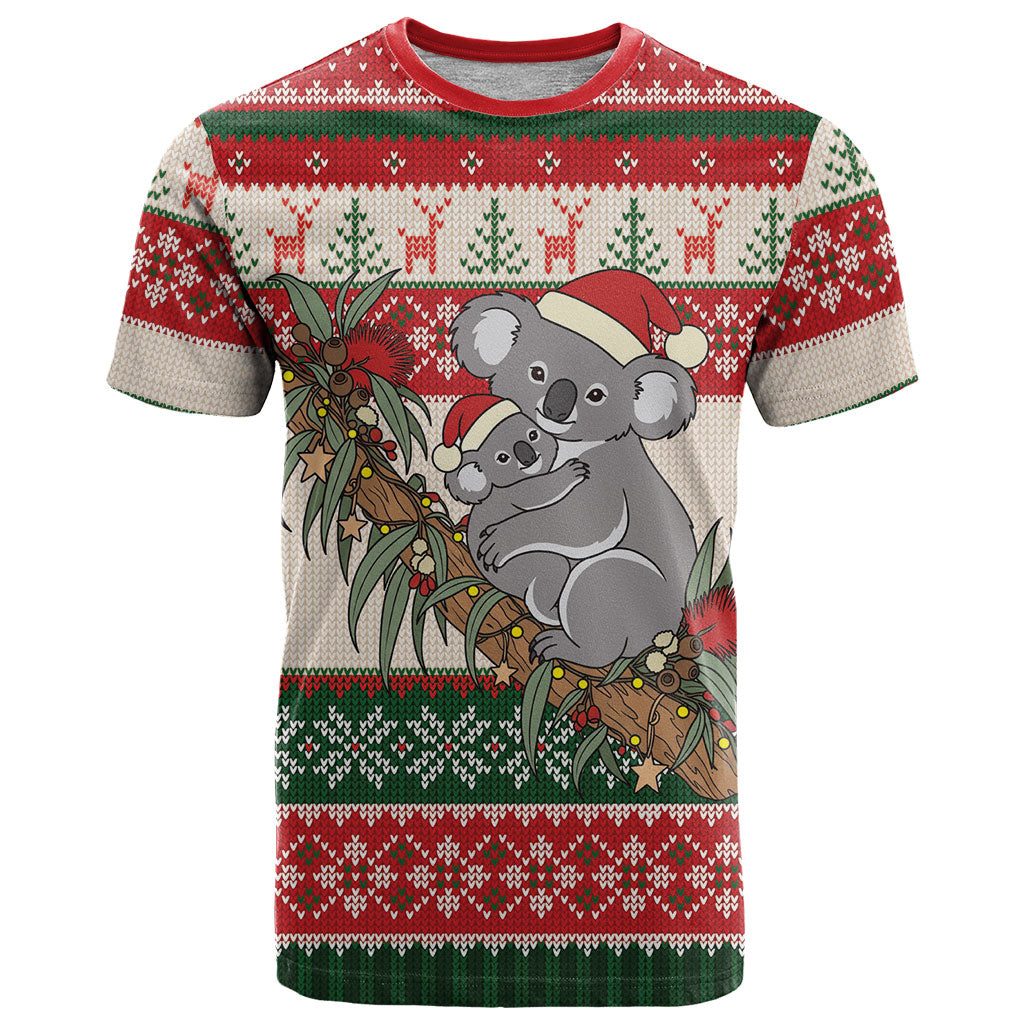 Aussie Koala Mama Christmas T Shirt Festive Knitted Pattern Inspired