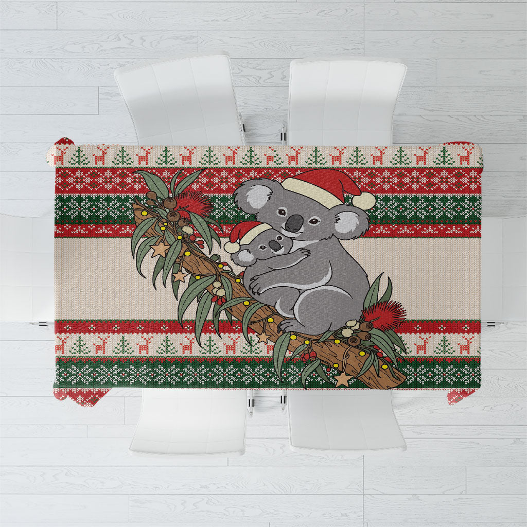 Aussie Koala Mama Christmas Tablecloth Festive Knitted Pattern Inspired