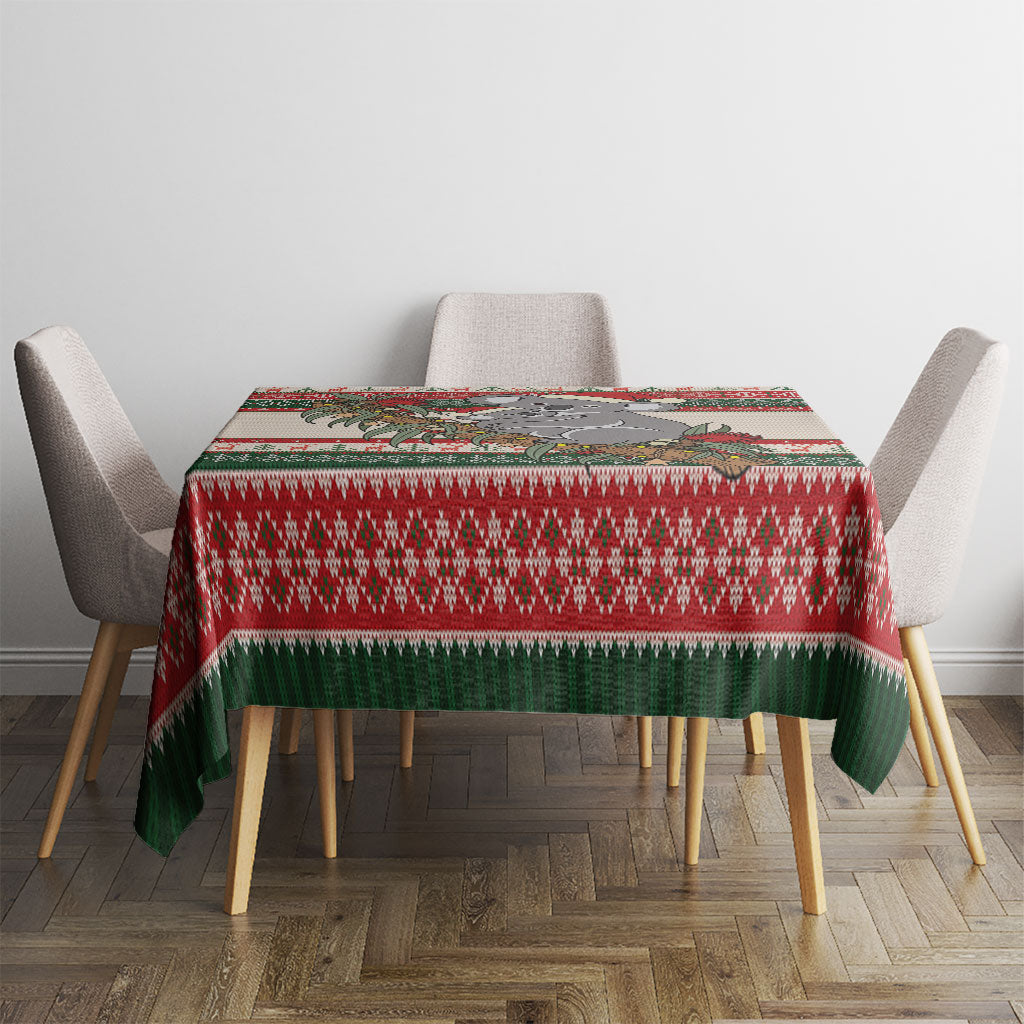 Aussie Koala Mama Christmas Tablecloth Festive Knitted Pattern Inspired