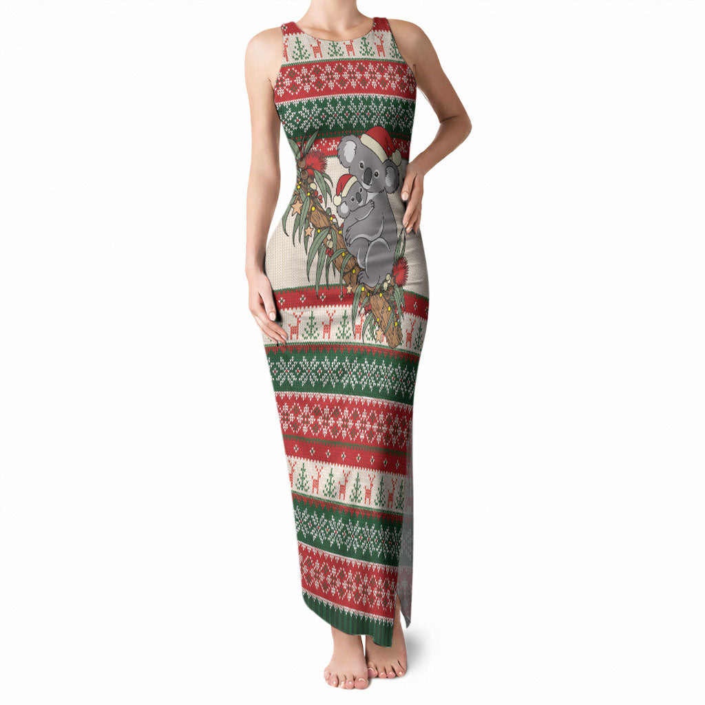 Aussie Koala Mama Christmas Tank Maxi Dress Festive Knitted Pattern Inspired