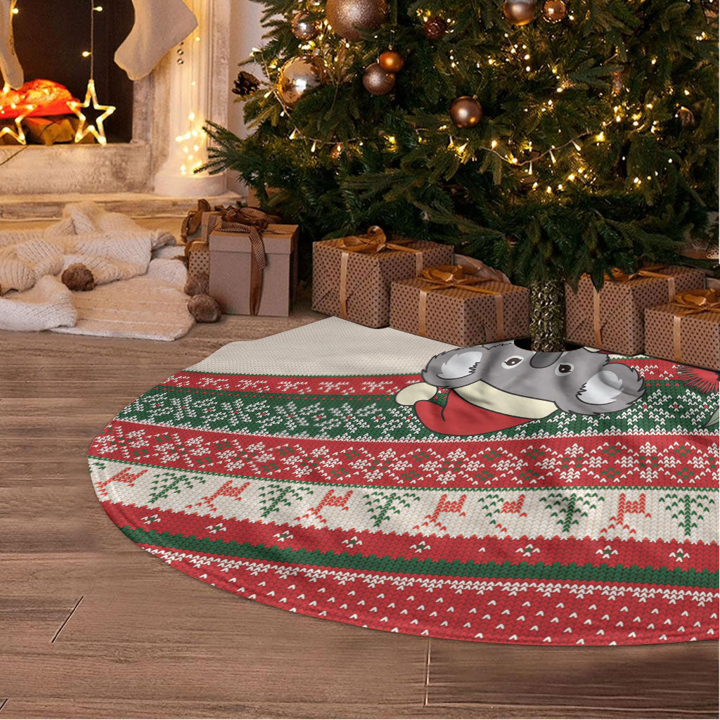 Aussie Koala Mama Christmas Tree Skirt Festive Knitted Pattern Inspired