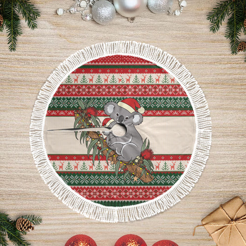 Aussie Koala Mama Christmas Tree Skirt Festive Knitted Pattern Inspired
