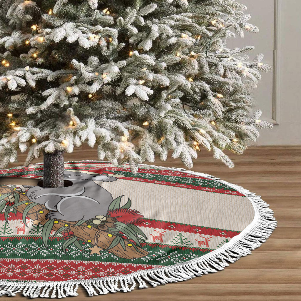 Aussie Koala Mama Christmas Tree Skirt Festive Knitted Pattern Inspired
