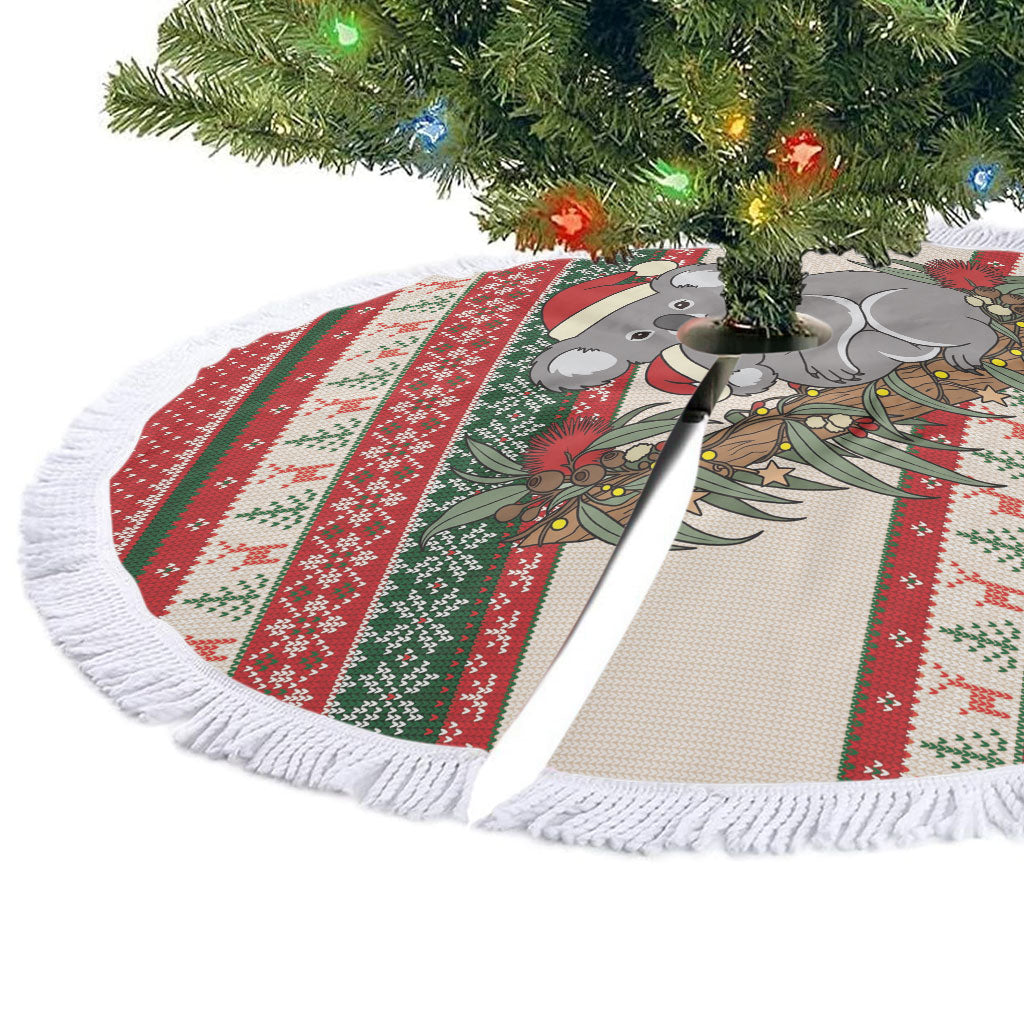 Aussie Koala Mama Christmas Tree Skirt Festive Knitted Pattern Inspired