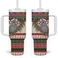 Aussie Koala Mama Christmas Tumbler With Handle Festive Knitted Pattern Inspired
