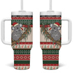 Aussie Koala Mama Christmas Tumbler With Handle Festive Knitted Pattern Inspired