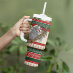 Aussie Koala Mama Christmas Tumbler With Handle Festive Knitted Pattern Inspired