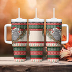 Aussie Koala Mama Christmas Tumbler With Handle Festive Knitted Pattern Inspired