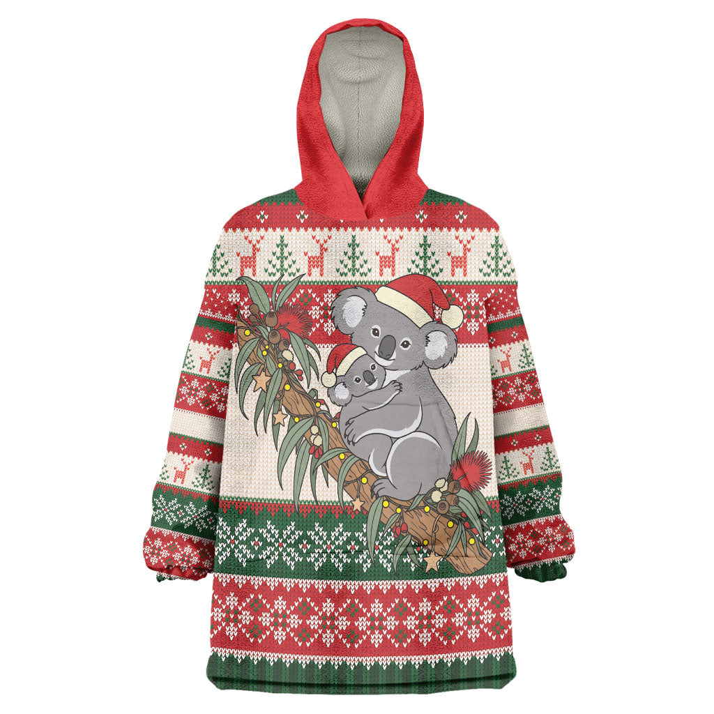 Aussie Koala Mama Christmas Wearable Blanket Hoodie Festive Knitted Pattern Inspired