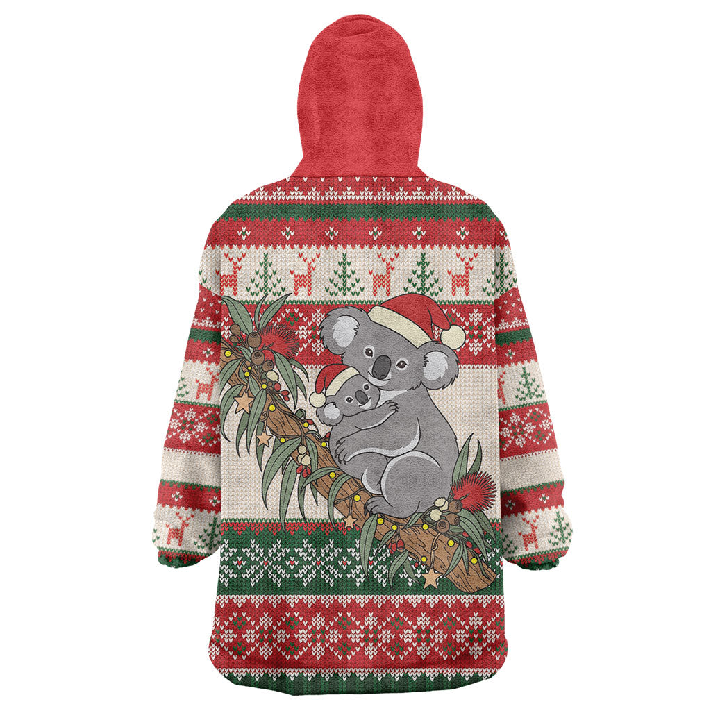 Aussie Koala Mama Christmas Wearable Blanket Hoodie Festive Knitted Pattern Inspired