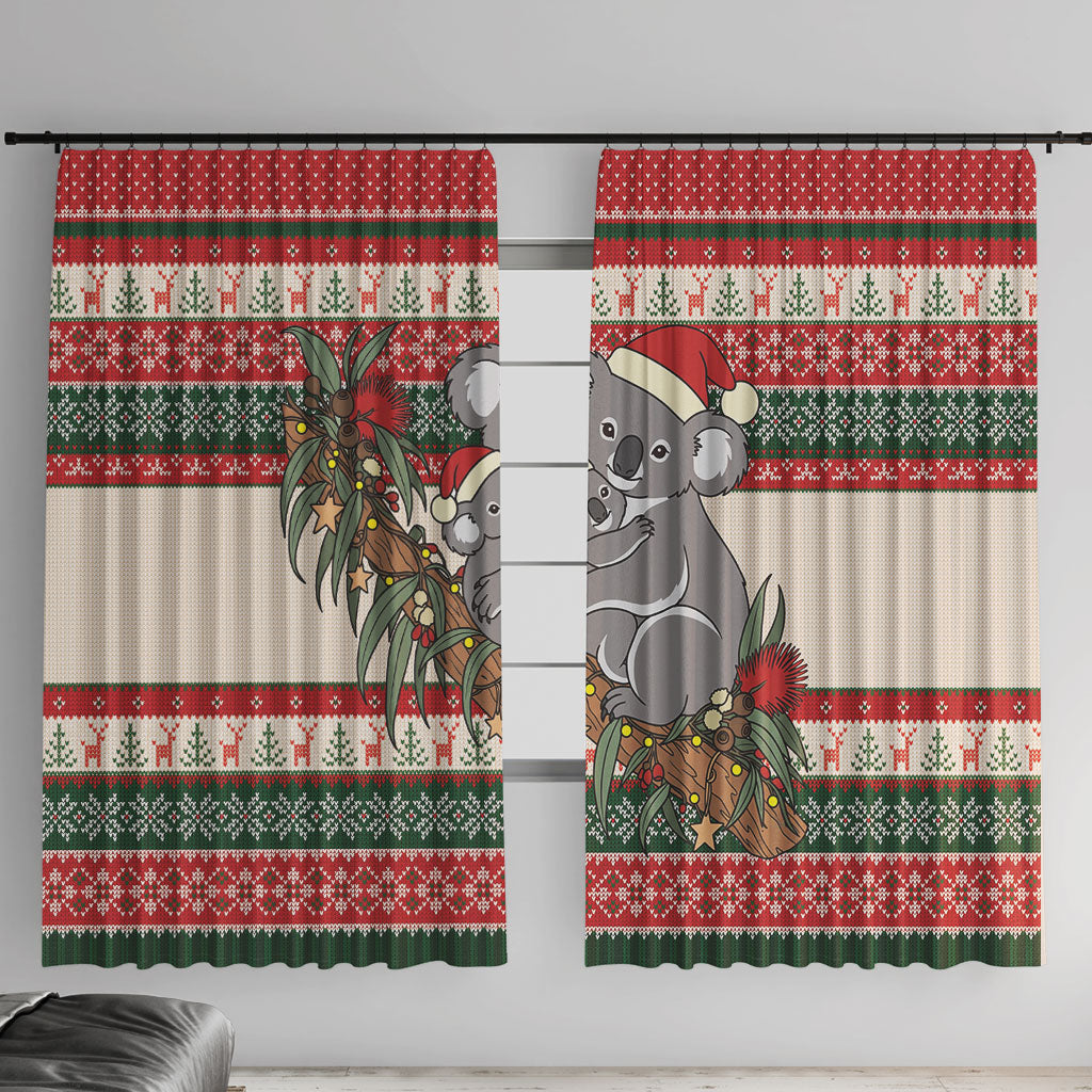 Aussie Koala Mama Christmas Window Curtain Festive Knitted Pattern Inspired