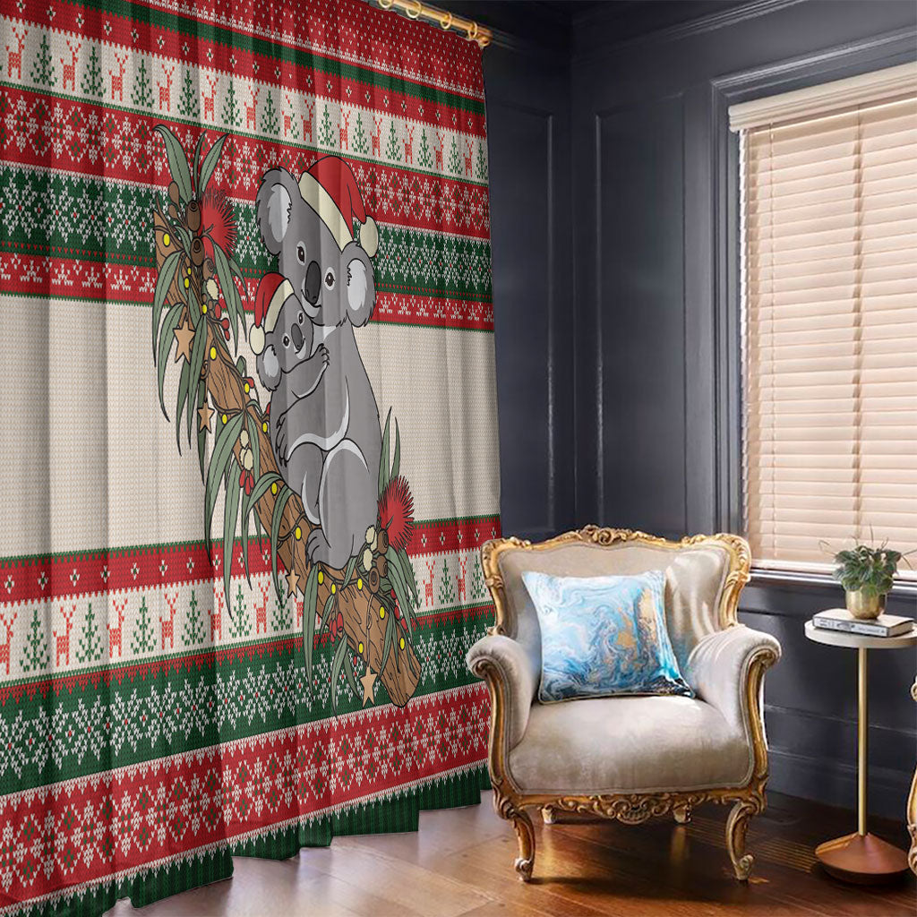 Aussie Koala Mama Christmas Window Curtain Festive Knitted Pattern Inspired