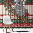 Aussie Koala Mama Christmas Window Curtain Festive Knitted Pattern Inspired