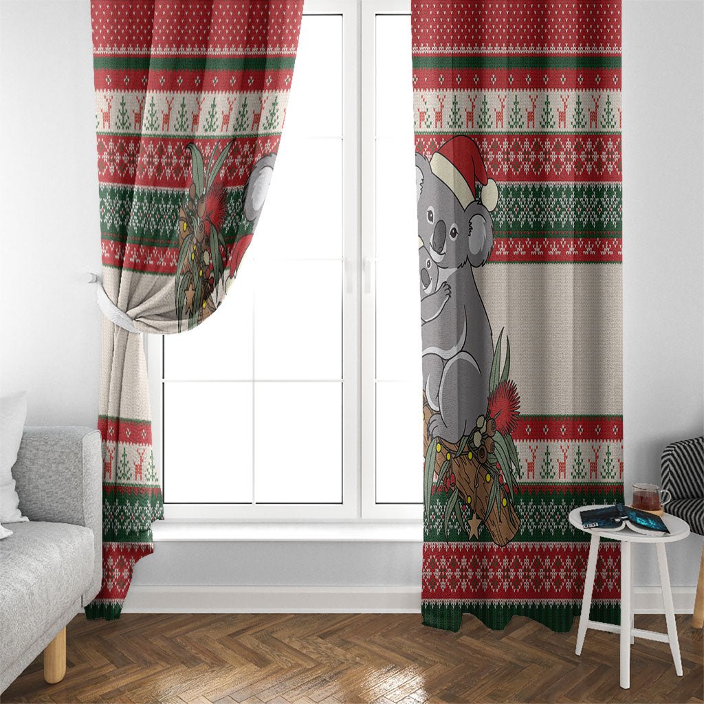Aussie Koala Mama Christmas Window Curtain Festive Knitted Pattern Inspired