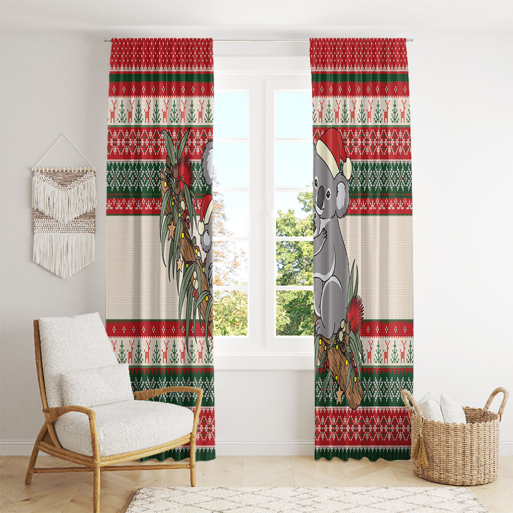 Aussie Koala Mama Christmas Window Curtain Festive Knitted Pattern Inspired