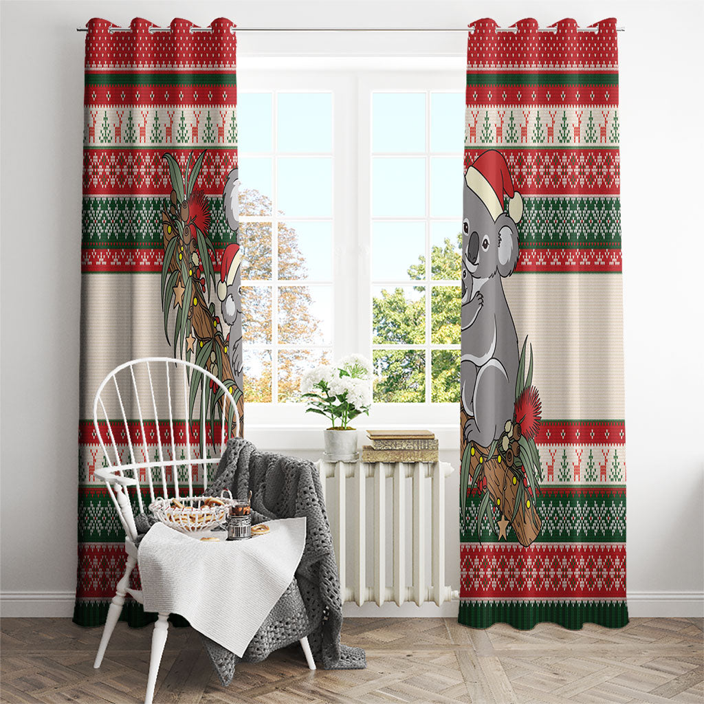 Aussie Koala Mama Christmas Window Curtain Festive Knitted Pattern Inspired